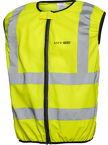 safe-max Warnweste 2.0 für Motorradfahrer – Neon Gelb – 100% Polyester gelb 120 (L)
