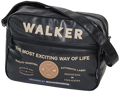 Walker Umhängetasche Square Authentic mit 2 Reißverschlussfächern, 12 Liter, schwarz