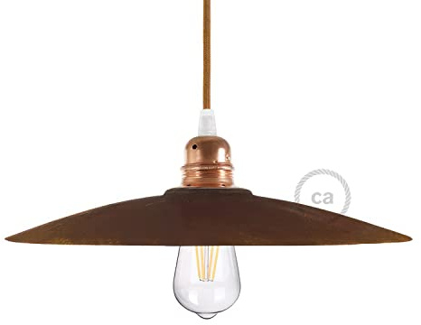 Tellerförmiger Lampenschirm aus Keramik zum Aufhängen - Made in Italy - Corten-Effekt - Weiß