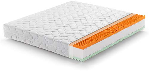 Marcapiuma Matratze Francese Memory Bio 140x200 Höhe 22 cm - Rainbow Plus - H3 Rigido Medizinprodukt Silver Bezug abnehmbar - milbendicht - antiallergisch - 100% Made in Italy