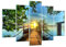 Mehrteilige Bilder auf Glas 150x100cm Glasbild See Sonnenuntergang Boot Landschaft Groß XXL Wanddeko Schlafzimmer Küche Set 5 teilige Wandbilder Dekoration Wohnzimmer Modern Wand Art GEA150x100-2573