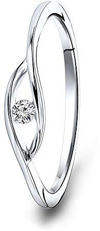 MIORE Schmuck Damen 0.05 Ct Solitär Diamant Verlobungsring Ring aus Weißgold 9 Karat / 375 Gold