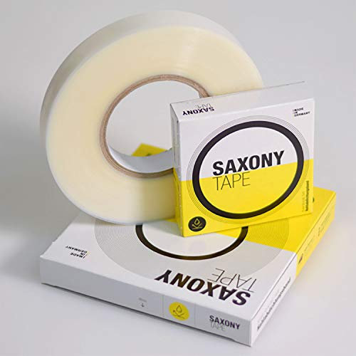 Saxony Tape Nahtabdichtungsband, 0,09 mm Stärke, transparent. Für Zier- und Funktionsnähte von Bekleidung und technischen Textilien. Einfacher Übertrag durch Aufbügeln (25 m x 30 mm)
