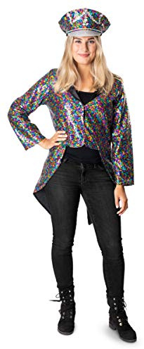 Folat 64672 Jacke mit Regenbogen Pailletten für Damen - Größe L-XL, Women, Mehrfarbig