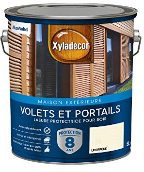 Xyladecor - Lasure Protectrice pour Bois Extérieur - Volets, Portails, Portes, Fenêtres - Couleur : Satin Lin Opaque - Quantité : 5L - 5324270