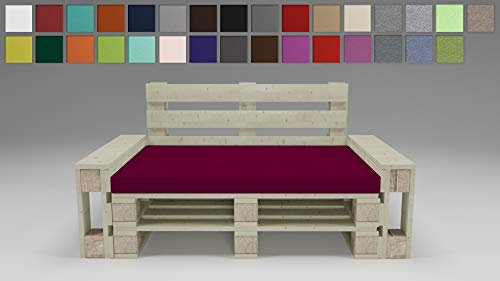 Rollmayer Palettenkissen mit Steppung Auflage für Europaletten Indoor und Outdoor Palettenpolster Kollektion Vivid (Weinrot 13, Sitzkissen, 120x80x8cm)