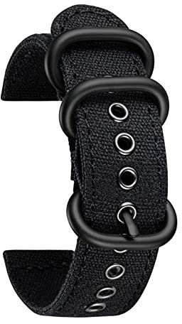 BINLUN Canvas Uhrenarmband 18 20 22 24 mm Kompatibel mit Samsung Galaxy Kompatibel mit Garmin Smartch Band Kompatibel Huawei Kompatibel mit Amazfit