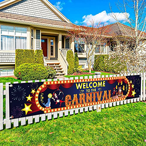 Katchon, Banner Welcome To The Carnival, groß, 308 x 50 cm, Karnevals-Hintergrund für Karneval, Motto-Party-Dekorationen, Karnevals-Dekorationen für Veranstaltung, Karnevalsschilder für Hof,