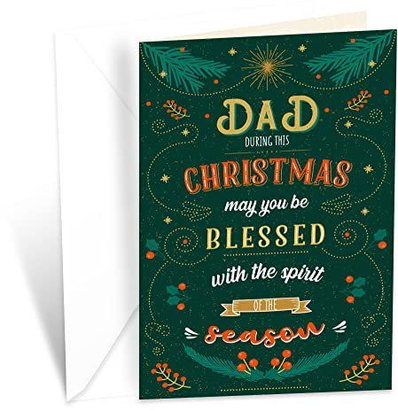 Weihnachtskarte für Vater (Vater), hergestellt in Amerika, umweltfreundlich, dicker Karton mit hochwertigem Umschlag, verpackt in schützender Versandtasche, Prime Greetings (Best Dad Ever)