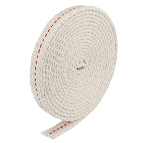 sourcing map Öllampe Docht Baumwolle 10mm Flach Breit 2 Meter Lang mit Rot Naht für Beleuchtung