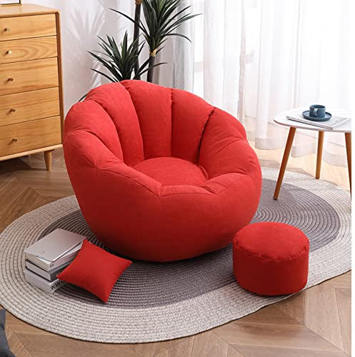 CSstone Bean Bag Sitzkissen Sessel Bodenkissen Aufbewahrungstasche Sitzsack Wohnzimmer Garten (Nur Cover) Bodenkissen Hocker Kinder Sitzsäcke Möbel Kissen Sessel Sofa,Rot