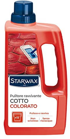 STARWAX Detergente ravvivante colorato per cotto e terracotta 1L | Mantiene e ravviva la terracotta colorata rossa e fiammata, senza risciacquo, resa fino a 750m²/L