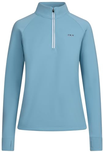 DLX Womens Active Top Gisela - 1/2 Neck Zip, Brushed Back Fabric, Zip with Contrast Stripe Detail, Cuffs with Thumb Holes, 80% Polyester 20% Elastane, Quick Dry, Wicking