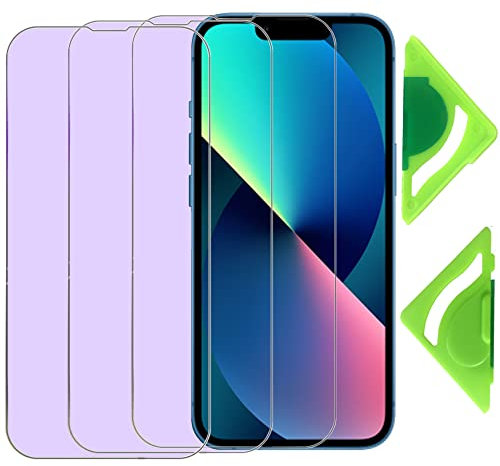 Anti Blue Light Screen Protector for iPhone 13 mini(Pack of 3) with General Aligner,2.5D Edge 9H Tempered Glass Protective Film for iPhone 13 mini
