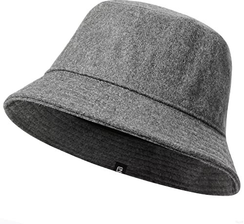 GADIEMKENSD Winter Bucket Hat - Premium Wool, Packable, Plain Colors, Warm Soft Felt Wool Bucket Hats for Women Men Unisex Casual Outdoor Hiking Fisherman Cap Dark Gray M