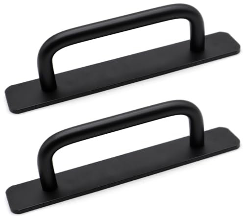 YDHfdc 2 Pcs Self Adhesive Door Handle Pull 147mm Durable Aluminum Door Handles No Drilling Pulls for Kitchen Cabinet Drawer Closet etc (Black)