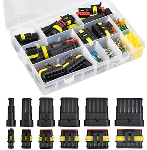 VEUWOLM 240 Pezzi Connettori Elettrici Impermeabili, 1/2/3/4/5/6 Pin Connettori per Cavi Elettrici, Connettore per Terminali Elettrici Plug per Auto, Camion and Moto…