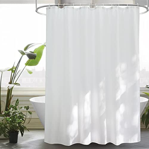 EurCross Duschvorhang 200x200 Anti-Schimmel für das Badezimmer, Weiß Textil Stoff Wasserdicht Waschbar Antibakteriell Bad Vorhang mit 14 Ringe
