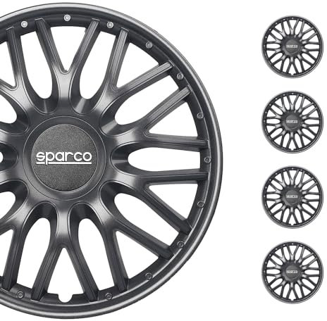 Radkappen Radzierblenden Sparco Roma 14 Zoll Auto Abdeckung Set Grau 4 Stück