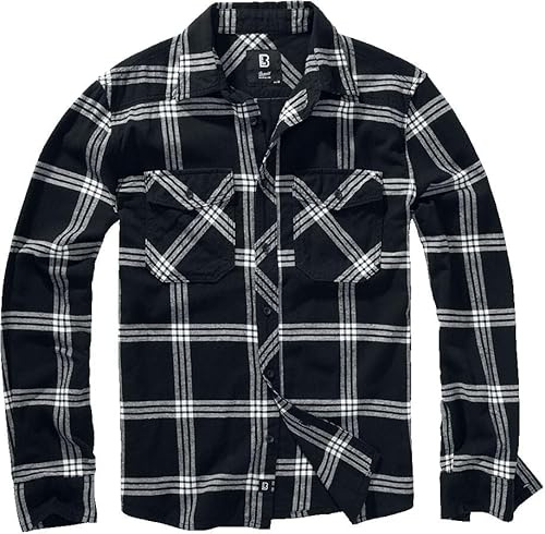 Brandit Checkshirt Camicia da Uomo in Flanella, Nero/Petrolio Basics Streetwear, Blacl/Bianco/S, S