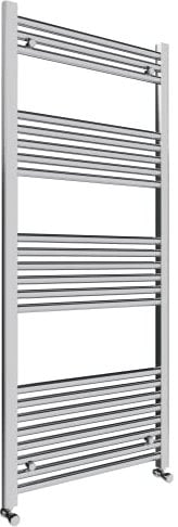 600x1400mm Towel Warmer Flat, Wall Mounted Chrome Plated Steel Bathroom Towel Rail Radiator, Suitable for Central Heating, Electric and Dual Fuel