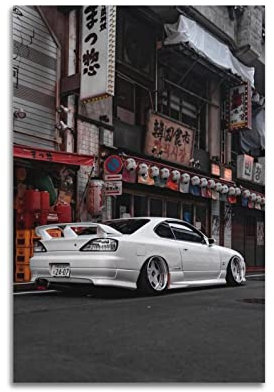 KYNA JDM Sportauto-Poster für Silvia S15 White Race Car Poster Dekorative Malerei Leinwand Wandposter und Kunstbild Druck Moderne Familie Schlafzimmer Dekor Poster 30 x 45 cm