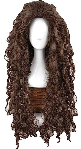 NEZIH Film-Charakter Bellatrix Lestrange Lange Braune Wellenförmige Hitzebeständige Cosplay-Perücke + Perücke-Kappe, Geeignet Für Halloween-Party, Nachtleben, Karneval, Anime-Geschenk