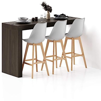 Mobili Fiver, Péninsule Evolution 180x60, Noyer Américain à Chargeur sans Fil, Table Haute de Cuisine pour 6 Personnes, Made in Italy