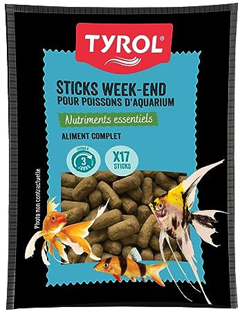 Tyrol | Wochenend-Sticks Fisch Aquarium | Futter für Aquarienfische | Alleinfuttermittel | reich an essentiellen Nährstoffen, Vitaminen und Spurenelementen | 20 g | 17 Sticks