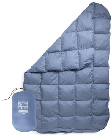 HEST Packbare Daunendecke für Camping, Doppelgröße, warme Outdoor-Decke, Daunendecke mit 50 l Tragetasche, hydrophobe Entendaunen – perfekt für Wandern, Camping, Rucksackreisen und Outdoor-Abenteuer