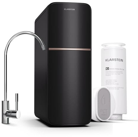 Klarstein Osmose-Wasserfilter-System für Umkehrosmose, 600GPD Untertisch Wasserfilter-System für Trinkwasser, 5-Stufen-Filtration, 2 Filter, Erreicht 99,99% Reinheit, Schnelle RO-Umkehrosmoseanlage