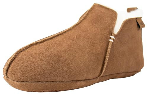 Reissner Lammfelle | Engel Hausschuhe SVENSKA | Innenfutter echtes Merino Lammfell | Veloursleder | Mittelnaht | weiche ins Leder integrierte Sohle | Camel 42