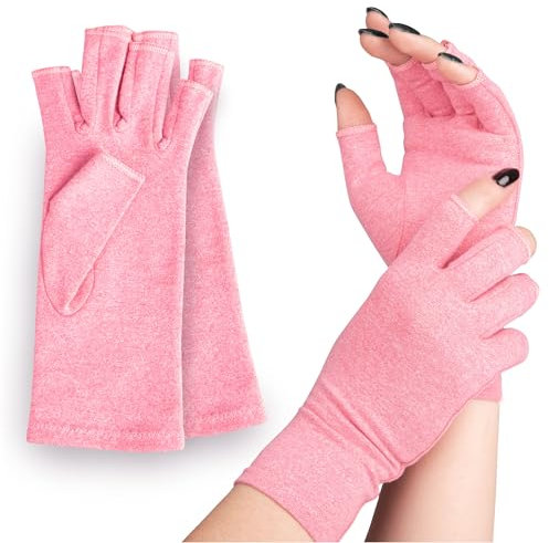 SULPO 2 Paar Arthritis Handschuhe - Fingerlose Handschuhe für Damen und Herren - Ohne Fingerkuppen - Dünne Handschuhe - Fingerless Gloves für Arbeit, Sport - Kurzfingerhandschuhe - L