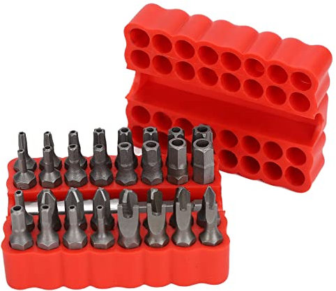 Jeu D'Embouts Hexagonaux à Vis de sécurité avec 32 Embouts de Tournevis, Tige de Tournevis et Boîte de Rangement, adapté à L'entretien des Véhicules, des Ordinateurs et des