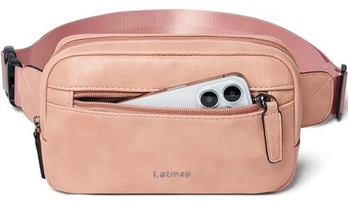 LATMAP Bauchtasche Damen Crossbody Bag Damen Klein Festival Tasche PU Leder Umhängetasche Damen Wasserdicht Bauchtasche Diebstahlsicher für Outdoor Aktivität