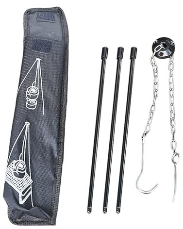 kurriuwu Pot Bracket for Campfire Cooking Dutch Oven Hanging Stand Camping Tripod Trivet Set with Adjustable Chain Heavy Duty Aluminum Alloy Black