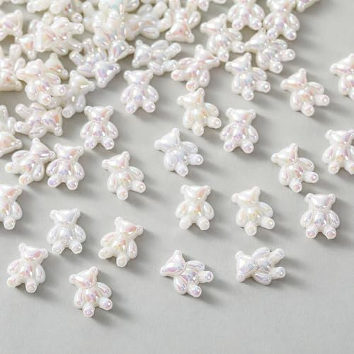 Bear Nail Charms,30PCS Cute Cartoon Bear Nail Art Decoration Nail Gems,3D Nail Charms Nail Accessories Ornaments for Women Girls Manicure Design DIY Crafts (White 30PCS)