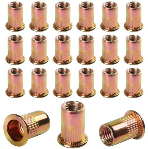 BOUMVID 100 Pezzi M4 Dado per Rivetto in Zincato Acciaio al Carbonio, Dadi a Crimpare Placcati in Zinco, Filettato Inserti Testa Piatta Rivet, Rotondi Rivetti Ciechi con Filettatura Filettati