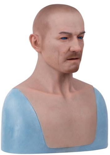 LCUPPON Maschere in Silicone Realistic Man Face Anche per Crossdresser Cosplay Halloween (Marrone)