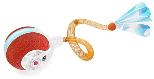 Jkanti Interactive Cat Toys, Agile Moving Cat Ball with Elastic Mesh Tail, Orange, 2.3-Inch, Motion Activated, Ultra-Fast Kitten Toys for Indoor Cats
