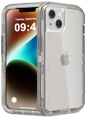 Follaroma for iPhone 14 Plus Case, Heavy Duty Shockproof Protection Phone Cases, Dual Layer Transparent Protective Cover Compatible with iPhone 14 Plus Phone Case, 6.7 inch,Crystal Grey
