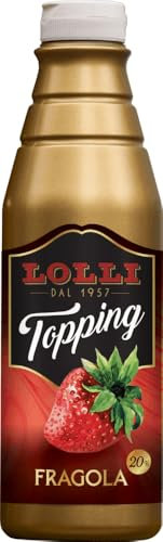 LOLLI - Topping, glassa per dolci, ideale per decorare torte, gelato e dolci, topping senza glutine (Flacone da 800gr, Fragola)