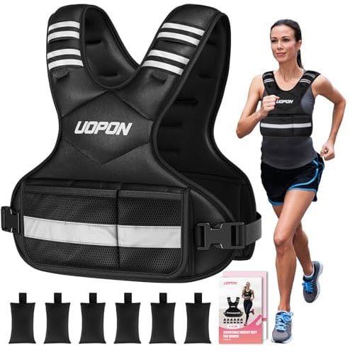 Adjustable Weighted Vest for Women, 6-12 lbs Vest with 6 Weights Iron Sand, Best Weighted Vest with Plus Pockets and Reflective Strips for Running, Walking, Training and