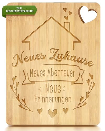 Einzugsgeschenke Wohnung Haus, Bambus Schneidebrett Geschenk zum Einzug ins Haus, erste neue Wohnung Zuhause Richtfest Geschenk Küchengeschenke, Schneidebrett Holz, Küchenbrett, Brotbrett 28 נ21,5CM