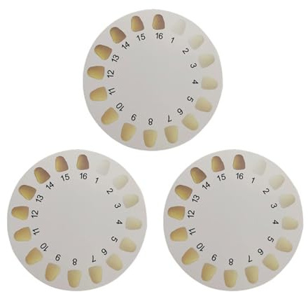 VIFERR Zähne Farbkarten 3 PCS Runde Zähne Bleaching Farbe Schatten Leitfaden Vergleichstabellen zur Zahnfarbe for Häusliche Pflege