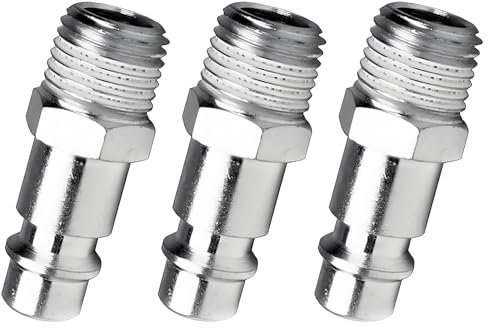 Yuiturt 3 Pièces Raccord Rapide Mâle 1/4 Euro Conique Téflon, Kit Coupleur Pneumatique pour Air Comprimé, Compatible Compresseur et Tuyaux Industriels
