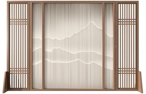 Parascintille per Camino Schermo divisorio da Pavimento, Sfondo del Soggiorno, griglia in Legno massello, Ufficio, Sala da tè, Schermo retrò Cinese Parascintille per Camino Decorative