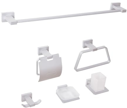 Badezimmer-Halter-Set 6-teilig Metall Silber Badaccessoires WC-Garnitur Riohacha