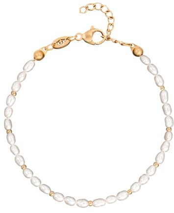 Luamaya wasserfestes Armband mit Süßwasserperlen für Damen | Edelstahl, 16 -19 cm verstellbar, hautfreundlich, kein Anlaufen, feminines Design, zum Kombinieren