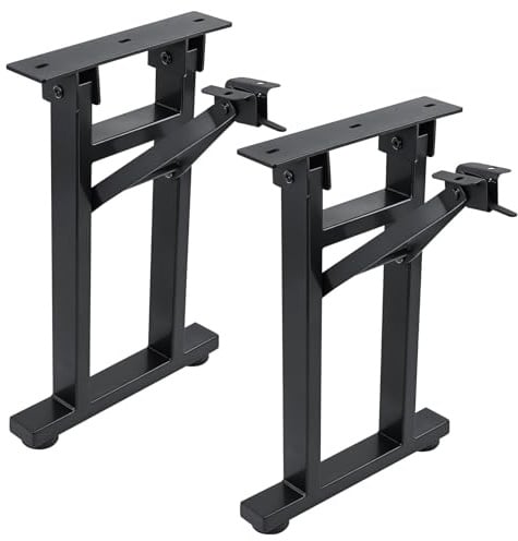 Homtone 2er-Set Schwerlast Metall Tischbeine klappbare, Industrielle Stahl Bankbeine Tischfüße für DIY Couchtisch, Sitzbank, Schreibtisch, Schwarz, H40xW25 cm-Faltbar
